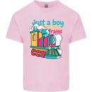 Just a Boy Who Loves Trains Spotter Engine Kids T-Shirt Childrens Light Pink
