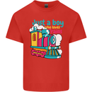 Just a Boy Who Loves Trains Spotter Engine Kids T-Shirt Childrens Red