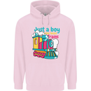 Just a Boy Who Loves Trains Spotter Engine Mens 80% Cotton Hoodie Light Pink