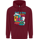 Just a Boy Who Loves Trains Spotter Engine Mens 80% Cotton Hoodie Maroon