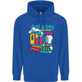 Just a Boy Who Loves Trains Spotter Engine Mens 80% Cotton Hoodie Royal Blue