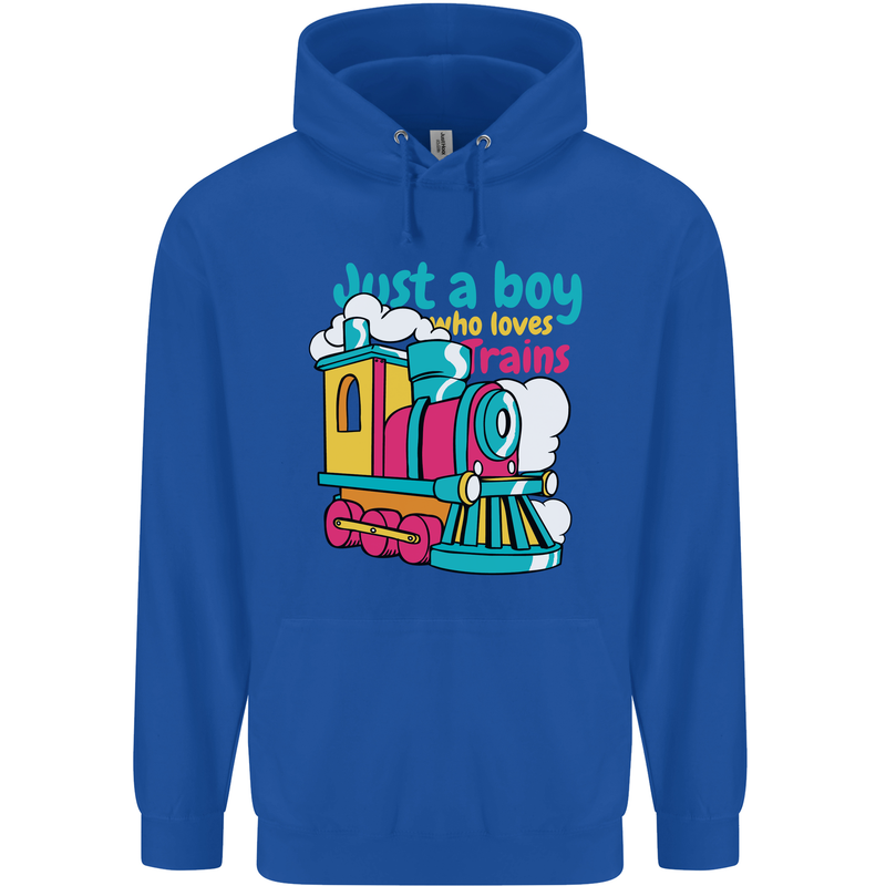 Just a Boy Who Loves Trains Spotter Engine Mens 80% Cotton Hoodie Royal Blue