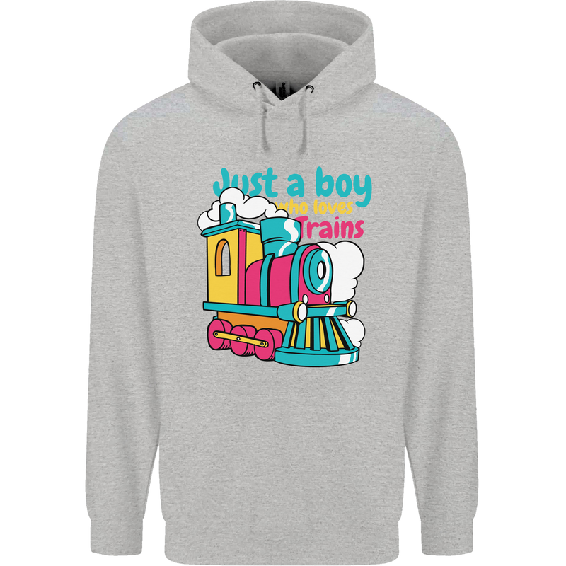 Just a Boy Who Loves Trains Spotter Engine Mens 80% Cotton Hoodie Sports Grey