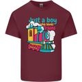 Just a Boy Who Loves Trains Spotter Engine Mens Cotton T-Shirt Tee Top Maroon