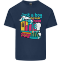 Just a Boy Who Loves Trains Spotter Engine Mens Cotton T-Shirt Tee Top Navy Blue