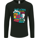 Just a Boy Who Loves Trains Spotter Engine Mens Long Sleeve T-Shirt Black