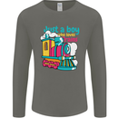 Just a Boy Who Loves Trains Spotter Engine Mens Long Sleeve T-Shirt Charcoal