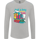 Just a Boy Who Loves Trains Spotter Engine Mens Long Sleeve T-Shirt Sports Grey