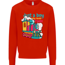 Just a Boy Who Loves Trains Spotter Engine Mens Sweatshirt Jumper Bright Red