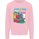 Just a Boy Who Loves Trains Spotter Engine Mens Sweatshirt Jumper Light Pink