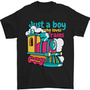 Just a Boy Who Loves Trains Spotter Engine Mens T-Shirt 100% Cotton Black