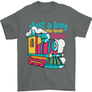 Just a Boy Who Loves Trains Spotter Engine Mens T-Shirt 100% Cotton Charcoal