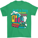 Just a Boy Who Loves Trains Spotter Engine Mens T-Shirt 100% Cotton Irish Green
