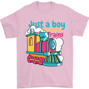Just a Boy Who Loves Trains Spotter Engine Mens T-Shirt 100% Cotton Light Pink