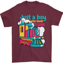 Just a Boy Who Loves Trains Spotter Engine Mens T-Shirt 100% Cotton Maroon
