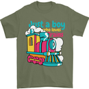 Just a Boy Who Loves Trains Spotter Engine Mens T-Shirt 100% Cotton Military Green