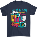 Just a Boy Who Loves Trains Spotter Engine Mens T-Shirt 100% Cotton Navy Blue