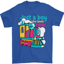 Just a Boy Who Loves Trains Spotter Engine Mens T-Shirt 100% Cotton Royal Blue
