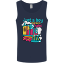 Just a Boy Who Loves Trains Spotter Engine Mens Vest Tank Top Navy Blue