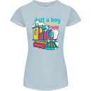 Just a Boy Who Loves Trains Spotter Engine Womens Petite Cut T-Shirt Light Blue