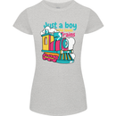 Just a Boy Who Loves Trains Spotter Engine Womens Petite Cut T-Shirt Sports Grey