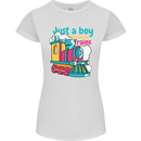 Just a Boy Who Loves Trains Spotter Engine Womens Petite Cut T-Shirt White