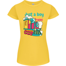 Just a Boy Who Loves Trains Spotter Engine Womens Petite Cut T-Shirt Yellow