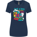 Just a Boy Who Loves Trains Spotter Engine Womens Wider Cut T-Shirt Navy Blue