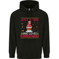 Just a Girl Who Loves Christmas Funny Childrens Kids Hoodie Black