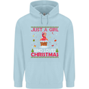Just a Girl Who Loves Christmas Funny Childrens Kids Hoodie Light Blue
