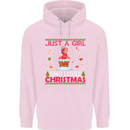 Just a Girl Who Loves Christmas Funny Childrens Kids Hoodie Light Pink