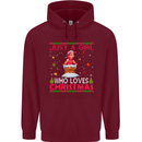 Just a Girl Who Loves Christmas Funny Childrens Kids Hoodie Maroon