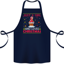 Just a Girl Who Loves Christmas Funny Cotton Apron 100% Organic Navy Blue