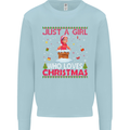 Just a Girl Who Loves Christmas Funny Kids Sweatshirt Jumper Light Blue
