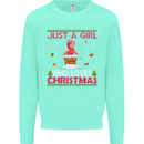 Just a Girl Who Loves Christmas Funny Kids Sweatshirt Jumper Peppermint