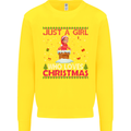 Just a Girl Who Loves Christmas Funny Kids Sweatshirt Jumper Yellow