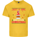 Just a Girl Who Loves Christmas Funny Kids T-Shirt Childrens Yellow
