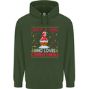 Just a Girl Who Loves Christmas Funny Mens 80% Cotton Hoodie Forest Green
