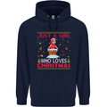 Just a Girl Who Loves Christmas Funny Mens 80% Cotton Hoodie Navy Blue