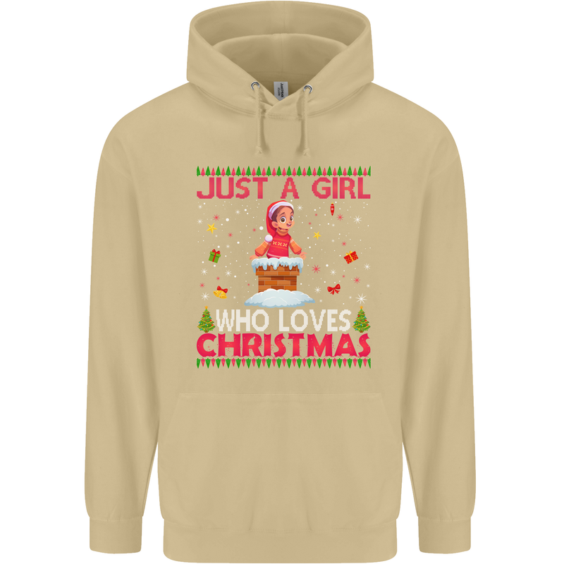 Just a Girl Who Loves Christmas Funny Mens 80% Cotton Hoodie Sand