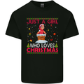 Just a Girl Who Loves Christmas Funny Mens Cotton T-Shirt Tee Top Black