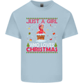 Just a Girl Who Loves Christmas Funny Mens Cotton T-Shirt Tee Top Light Blue