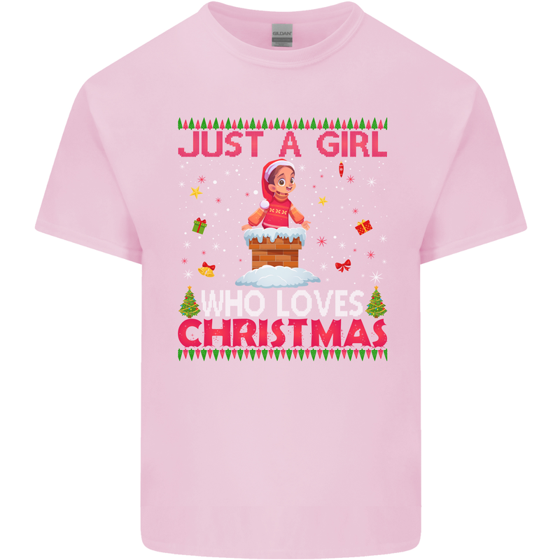 Just a Girl Who Loves Christmas Funny Mens Cotton T-Shirt Tee Top Light Pink