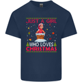 Just a Girl Who Loves Christmas Funny Mens Cotton T-Shirt Tee Top Navy Blue