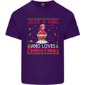 Just a Girl Who Loves Christmas Funny Mens Cotton T-Shirt Tee Top Purple