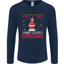 Just a Girl Who Loves Christmas Funny Mens Long Sleeve T-Shirt Navy Blue