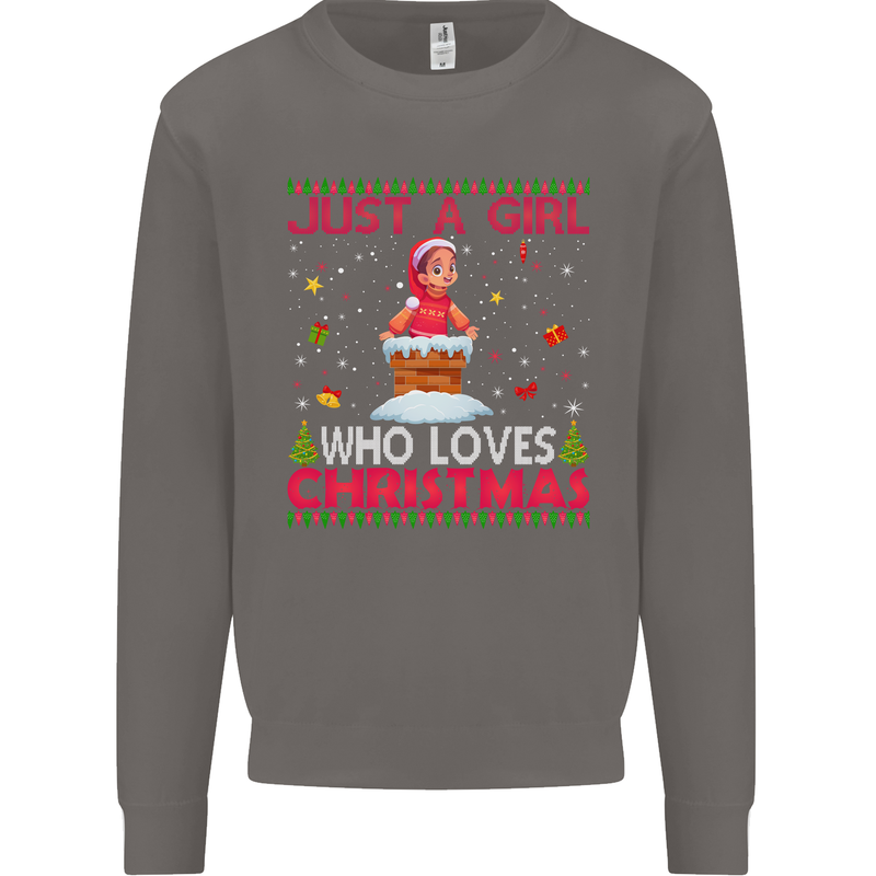 Just a Girl Who Loves Christmas Funny Mens Sweatshirt Jumper Charcoal