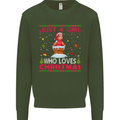 Just a Girl Who Loves Christmas Funny Mens Sweatshirt Jumper Forest Green