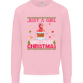 Just a Girl Who Loves Christmas Funny Mens Sweatshirt Jumper Light Pink