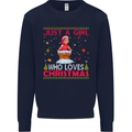 Just a Girl Who Loves Christmas Funny Mens Sweatshirt Jumper Navy Blue